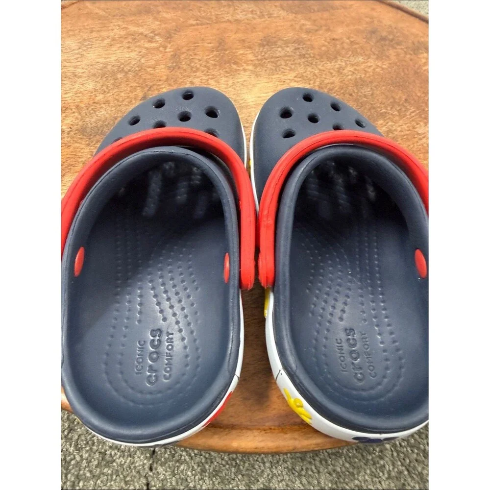 CROCS Shoes Little Kids 7 Navy Blue Clog Red Strap Mickey Mouse Disney